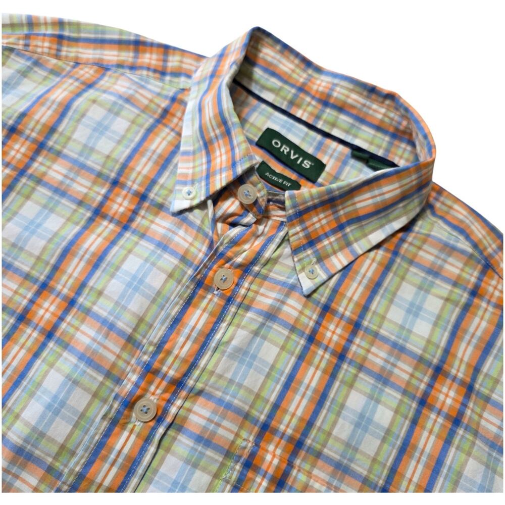 Orvis Shirt Mens Large Multicolor Check Active Fit Long Sleeve Button Up Casual